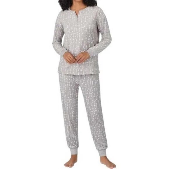 Nautica Women's Plus Size 2X Gray Star Soft Fleece 2-piece Pajama Set NWT - Picture 1 of 4